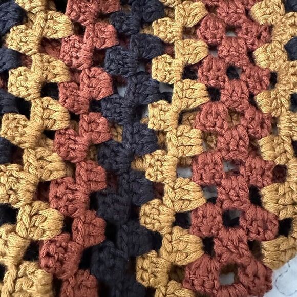 ZARA Womens Crochet Knit Dress Size Small Brown Black Midi Granny Chic - Picture 8 of 9